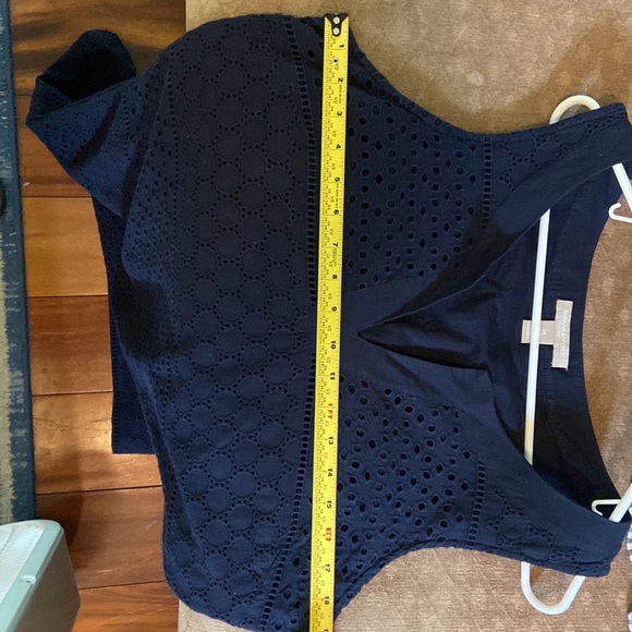 Banana Republic Navy Blue Cotton Eyelet Dress Sz. 14 fits like a 12 - Picture 13 of 13